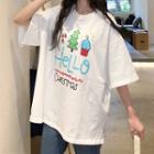 Short-sleeve Christmas Tree Print T-shirt