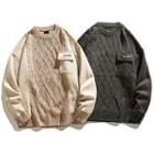 Long-sleeve Cable Knit Panel Sweater