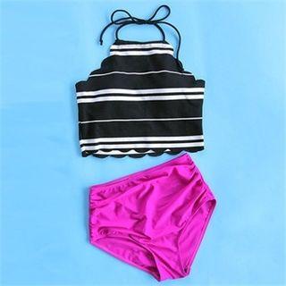 Halter Striped Bikini Set
