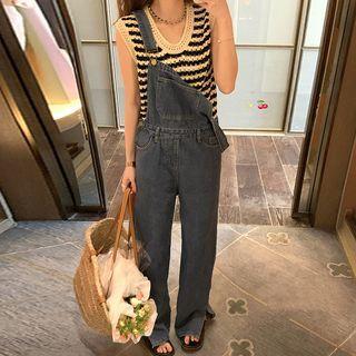 Blue Dungarees Shift Split Wide-leg Pants