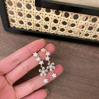 Rhinestone Faux Crystal Flower Dangle Earring 1 Pair - Gold - One Size