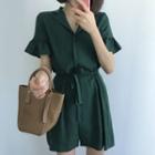 Ruffle Short-sleeve Shirt Dress