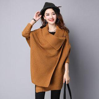 Long-sleeve Asymmetric Plain Sweater