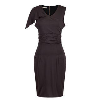 Cap-sleeve Asymmetric Sheath Dress