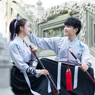 Couple Matching Set: Embroidered Hanfu Top + Maxi Skirt