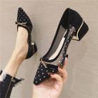 Chunky Heel Dotted Panel Pumps
