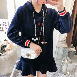 Heart Embroidered Hooded Dress