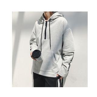 Mock Two-piece Lettering Half-zip Hoodie