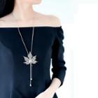 Rhinestone Maple Leaf Necklace