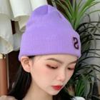 Embroidered Letter Knit Beanie