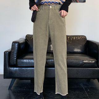 Corduroy High-waist Straight-leg Pants