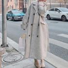 Double Breasted Tweed Sashed Coat