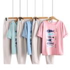 Set: Short-sleeve Fish Print T-shirt + Harem Pants