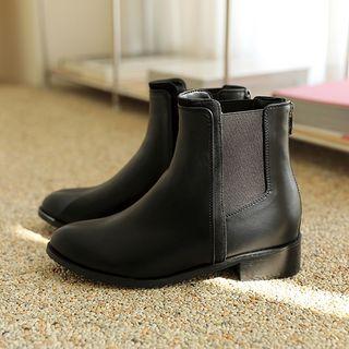 Faux-suede Trim Zip-back Ankle Boots