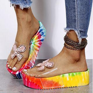 Transparent Panel Platform Slide Sandals