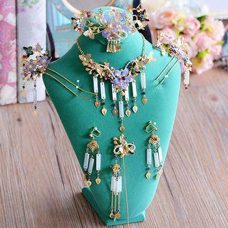 Wedding Set: Headpiece + Necklace + Hair Pins + Earrings
