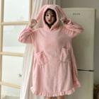 Rabbit Ear Fleece Hooded Long-sleeve Sleep Dress