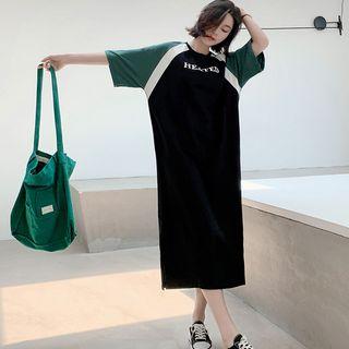 Short-sleeve Raglan Midi T-shirt Dress