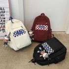 Checkered Panel Backpack / Bag Charm / Set