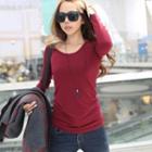 Round-neck Brushed-fleece T-shirt