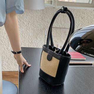 Raffia Panel Tote Bag