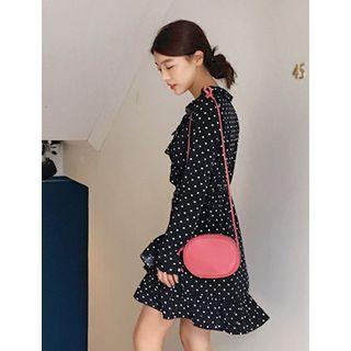 Polka Dot Mini Surplice-wrap Dress