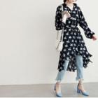 Dip-back Swan-pattern Dress With String