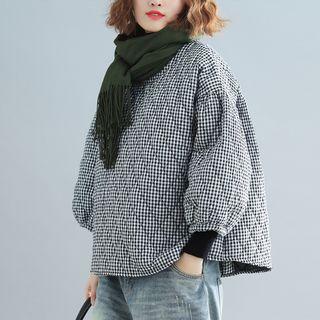 Plaid Padded Pullover Black - One Size
