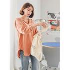 Plus Size Hooded Long-sleeve Cotton T-shirt