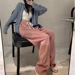 Zip-up Rib Knit Cardigan / Wide-leg Pants