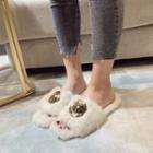 Fluffy Studded Slide Sandals