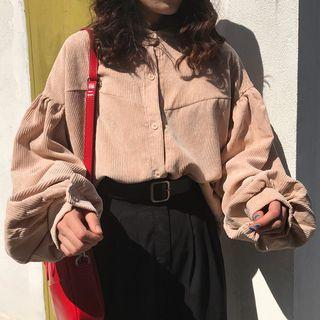 Corduroy Buttoned Jacket / Long-sleeve T-shirt