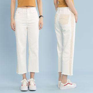 Color Block Straight Cut Jeans