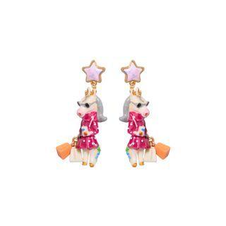 Fashion And Elegant Plated Gold Enamel Unicorn Star Earrings Golden - One Size