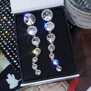 Faux Crystal Dangle Earring 1 Pair - 7 Of Crystal Zircons - One Size