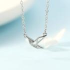 Alloy Rhinestone Origami Crane Pendant Necklace
