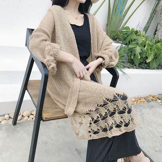 Plain Cutout Long Cardigan
