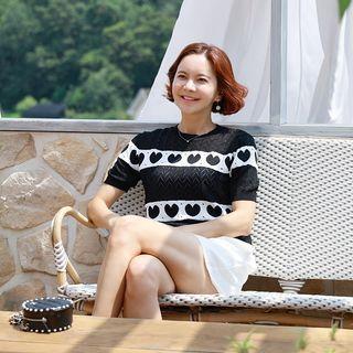 Heart Pointelle-knit Top