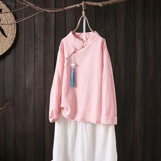 Knot Button Long-sleeve Top