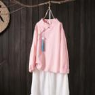 Knot Button Long-sleeve Top