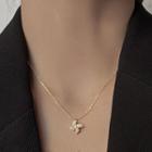 Windmill Pendant Alloy Necklace Gold & White - One Size