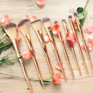 Set Of 8: Metallic Makeup Brush 8 Pcs - Gold - One Size