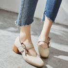 Ribbon-accent Block-heel Sandals