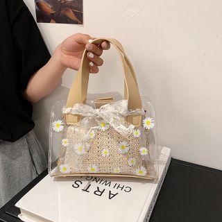 Floral Pvc Top Handle Crossbody Bag