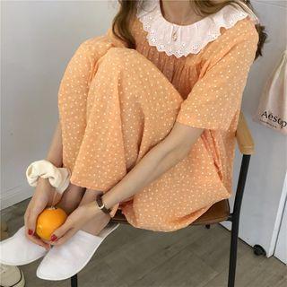 Lace Heart Printed Loose-fit Short-sleeve Sleepdress