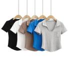 Short-sleeve V-neck Slim Fit Polo Shirt