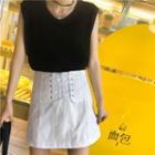 Lace-up Mini A-line Skirt