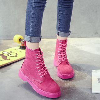 Faux-suede Lace-up Short Boots