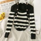 Striped Mock Two-piece Knit Crop Top
