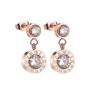 Fashion Plated Rose Gold Earrings With White Austrian Elementcrystal